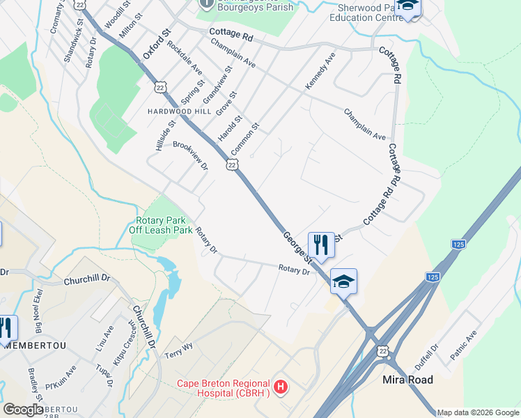 map of restaurants, bars, coffee shops, grocery stores, and more near 1284 George Street in Sydney