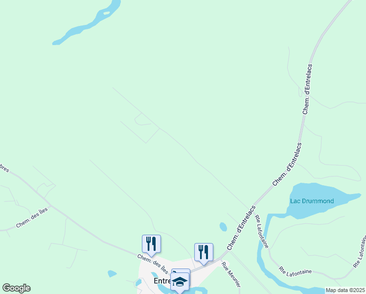 map of restaurants, bars, coffee shops, grocery stores, and more near Rue Rosaire Levesque in Entrelacs