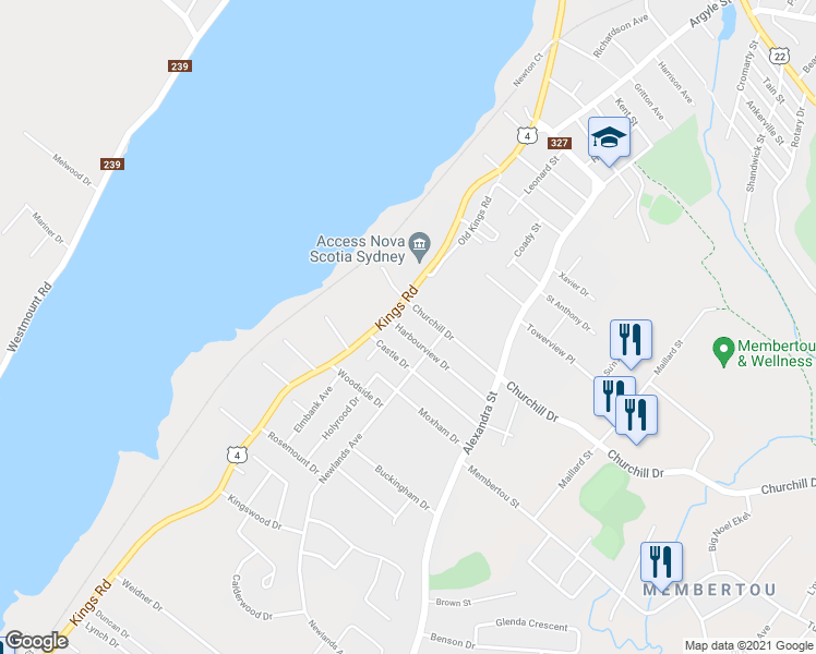 map of restaurants, bars, coffee shops, grocery stores, and more near 17 Harbourview Drive in Sydney