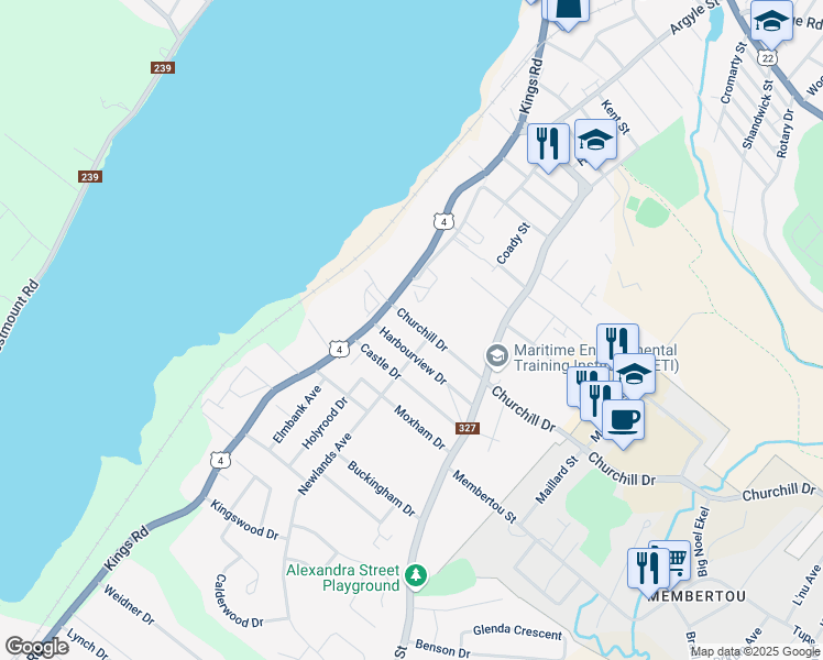 map of restaurants, bars, coffee shops, grocery stores, and more near 28 Churchill Drive in Sydney
