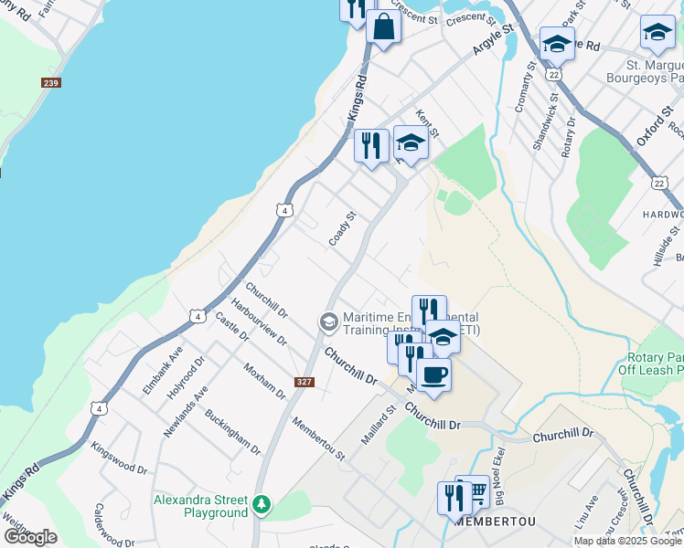 map of restaurants, bars, coffee shops, grocery stores, and more near 214 Alexandra Street in Sydney