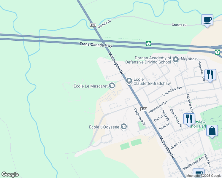map of restaurants, bars, coffee shops, grocery stores, and more near 618 Chemin McLaughlin Road in Moncton