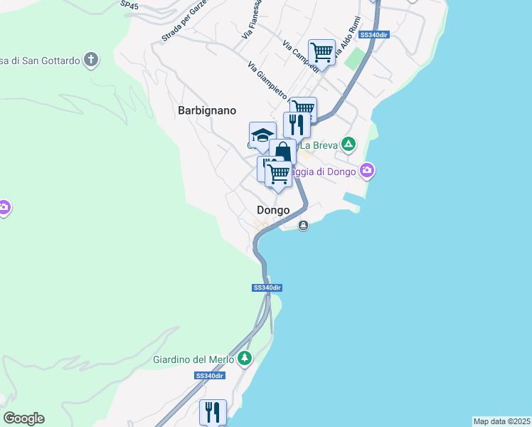 map of restaurants, bars, coffee shops, grocery stores, and more near in Dongo
