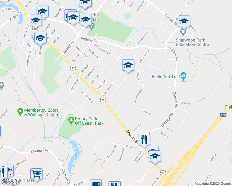 map of restaurants, bars, coffee shops, grocery stores, and more near 24 Kennedy Avenue in Sydney