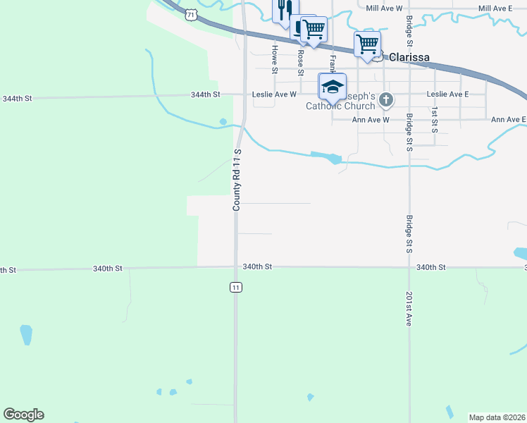 map of restaurants, bars, coffee shops, grocery stores, and more near 609 Hill Avenue in Clarissa