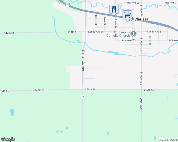 map of restaurants, bars, coffee shops, grocery stores, and more near 609 Hill Avenue in Clarissa