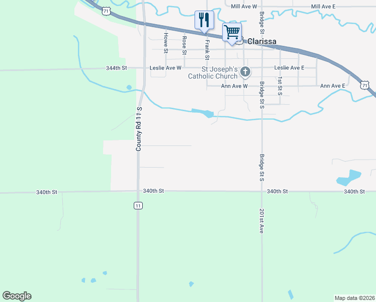 map of restaurants, bars, coffee shops, grocery stores, and more near 407 Hill Avenue in Clarissa