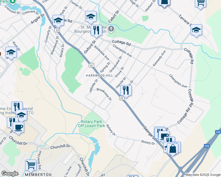 map of restaurants, bars, coffee shops, grocery stores, and more near 1162 George Street in Sydney
