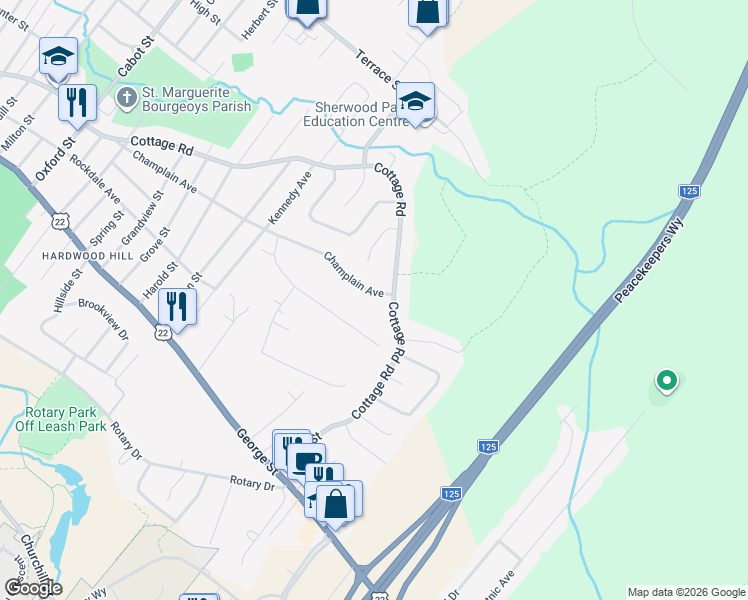 map of restaurants, bars, coffee shops, grocery stores, and more near 326 Champlain Avenue in Sydney