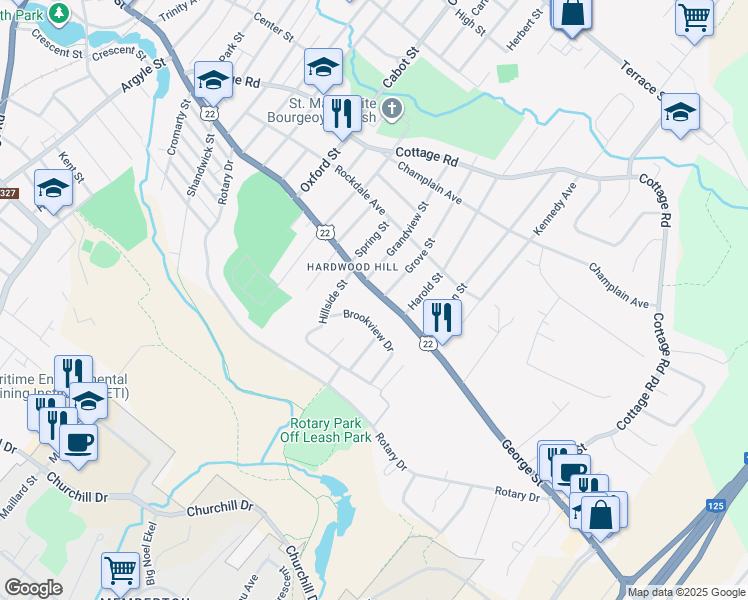 map of restaurants, bars, coffee shops, grocery stores, and more near 1140 George Street in Sydney
