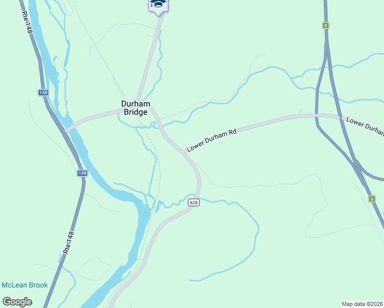 map of restaurants, bars, coffee shops, grocery stores, and more near 15 Lower Durham Road in Durham Bridge