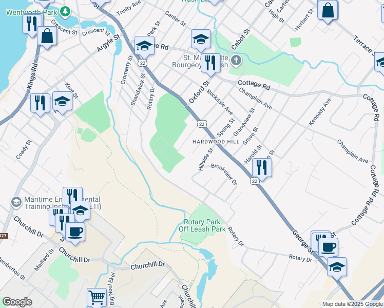 map of restaurants, bars, coffee shops, grocery stores, and more near Harvey Street in Sydney