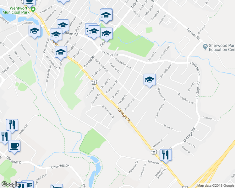 map of restaurants, bars, coffee shops, grocery stores, and more near 42 Grove Street in Sydney