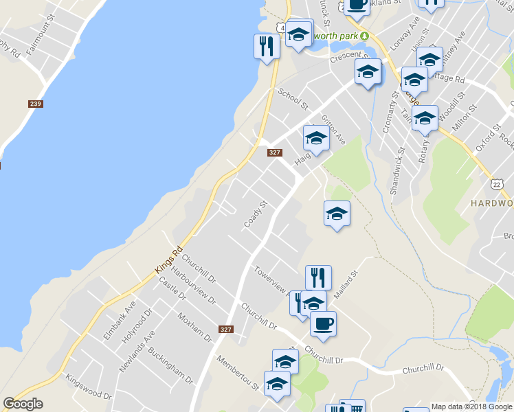 map of restaurants, bars, coffee shops, grocery stores, and more near 14 Coady Street in Sydney