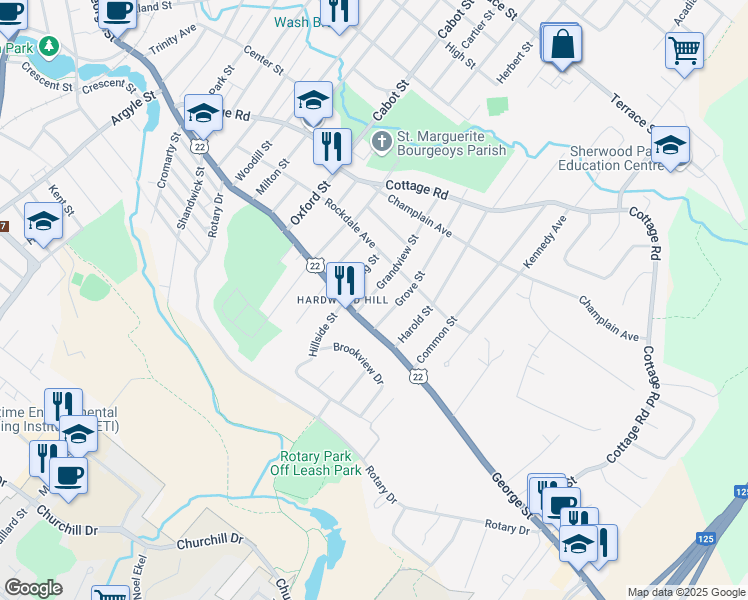 map of restaurants, bars, coffee shops, grocery stores, and more near 24 Grandview Street in Sydney