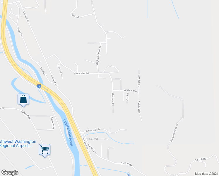 map of restaurants, bars, coffee shops, grocery stores, and more near 495 Haussler Rd in Kelso