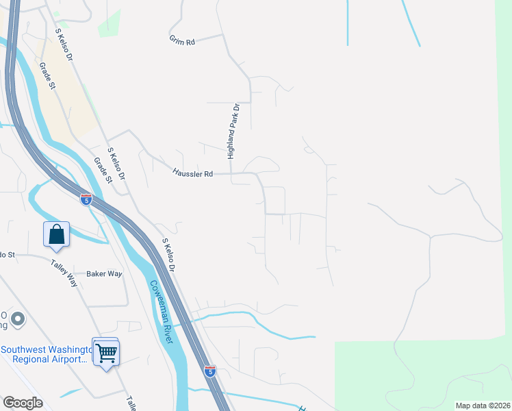 map of restaurants, bars, coffee shops, grocery stores, and more near 487 Haussler Road in Kelso