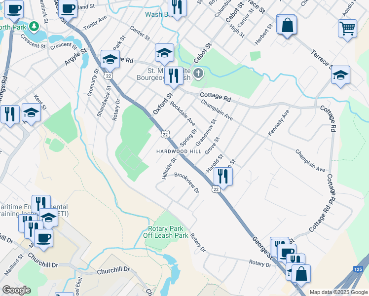 map of restaurants, bars, coffee shops, grocery stores, and more near 10 Spring Street in Sydney