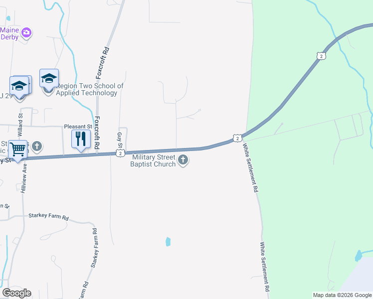map of restaurants, bars, coffee shops, grocery stores, and more near Military Street in Houlton
