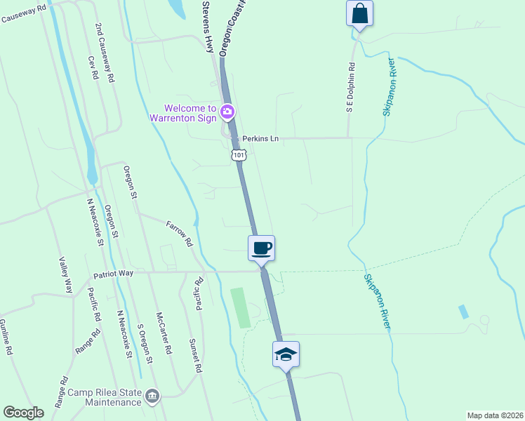 map of restaurants, bars, coffee shops, grocery stores, and more near 91474 Railroad Road in Warrenton