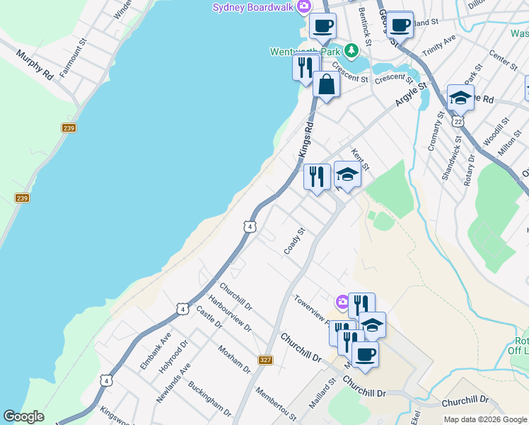 map of restaurants, bars, coffee shops, grocery stores, and more near 28 Old Kings Road in Sydney