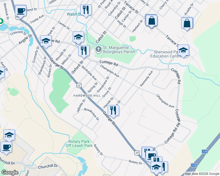 map of restaurants, bars, coffee shops, grocery stores, and more near Grove Street in Sydney