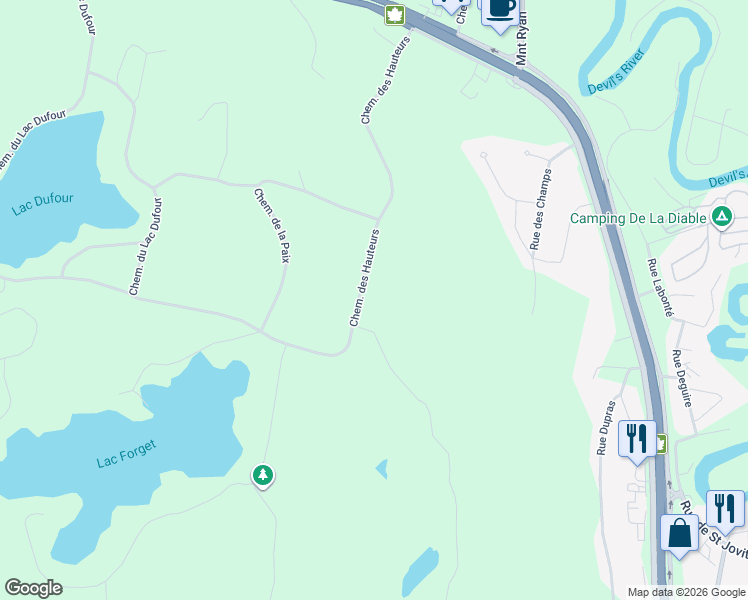 map of restaurants, bars, coffee shops, grocery stores, and more near 185 Chemin des Hauteurs in Mont-Tremblant