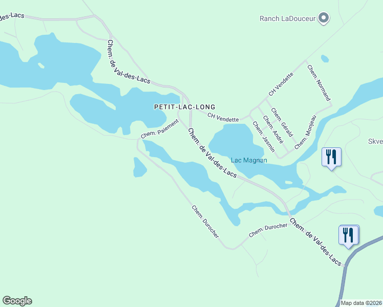 map of restaurants, bars, coffee shops, grocery stores, and more near 4968 Chemin de Val-des-Lacs in Lantier