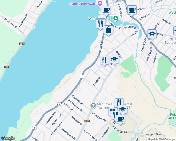 map of restaurants, bars, coffee shops, grocery stores, and more near 18 Old Kings Road in Sydney