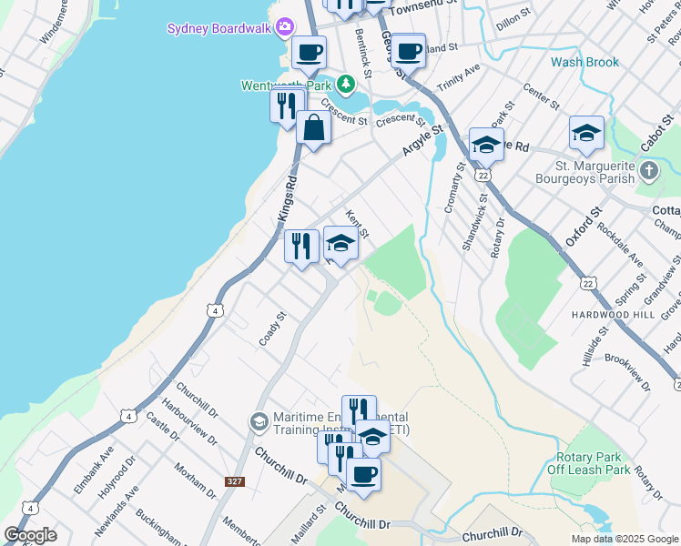map of restaurants, bars, coffee shops, grocery stores, and more near 46 Yendys Street in Sydney