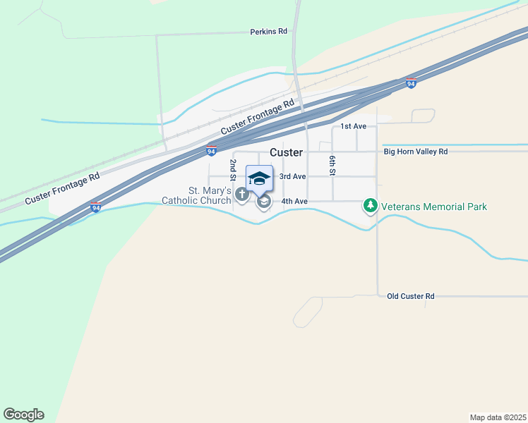 map of restaurants, bars, coffee shops, grocery stores, and more near 304 4th Avenue in Custer