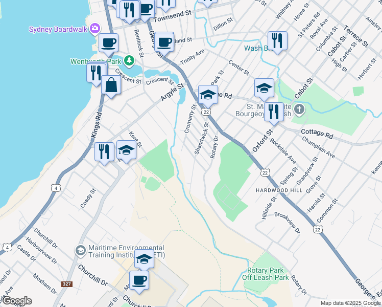 map of restaurants, bars, coffee shops, grocery stores, and more near South Bentinck Street in Sydney