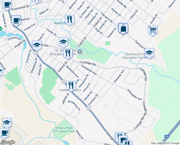 map of restaurants, bars, coffee shops, grocery stores, and more near 61 Champlain Avenue in Sydney