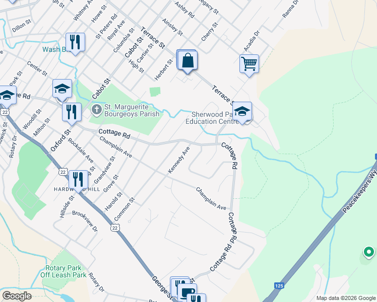 map of restaurants, bars, coffee shops, grocery stores, and more near 154 Kennedy Avenue in Sydney