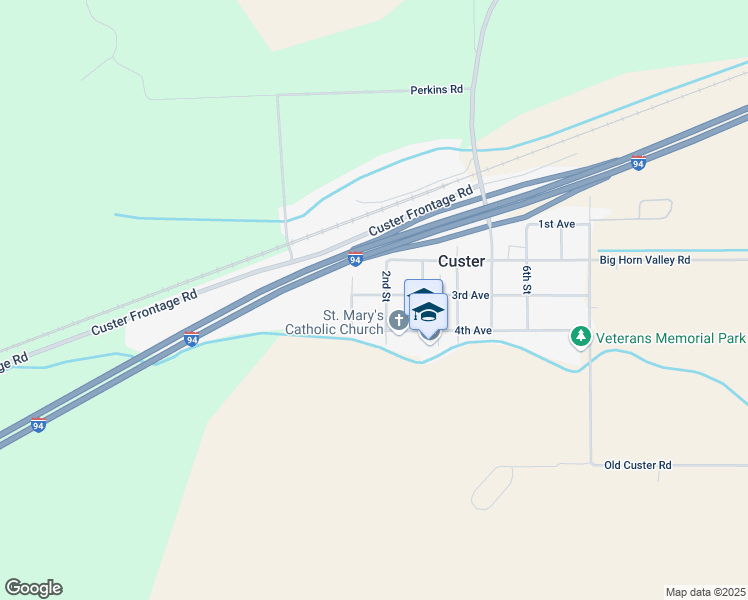 map of restaurants, bars, coffee shops, grocery stores, and more near 118 3rd Street in Custer
