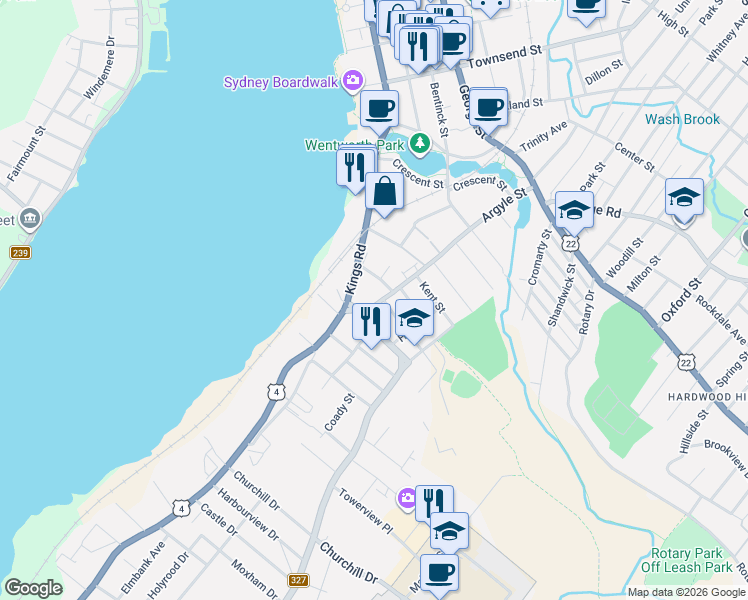 map of restaurants, bars, coffee shops, grocery stores, and more near 212 Argyle Street in Sydney