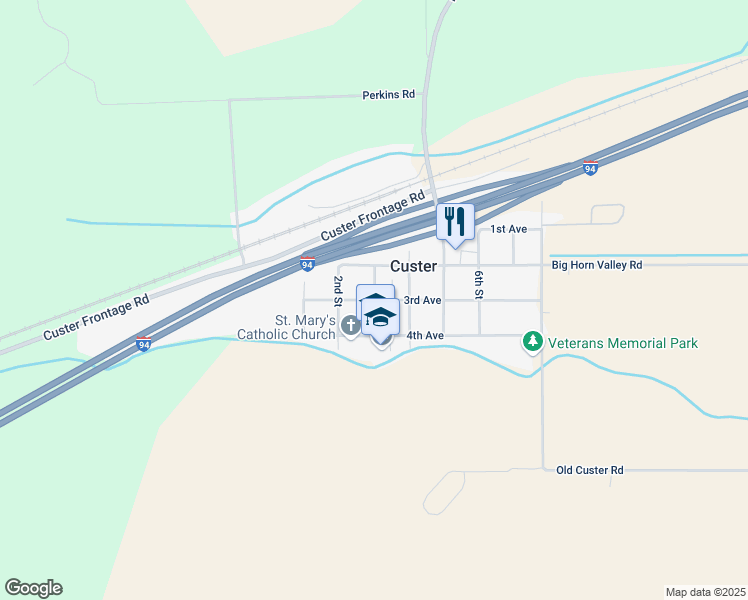 map of restaurants, bars, coffee shops, grocery stores, and more near 294 3rd Avenue in Custer
