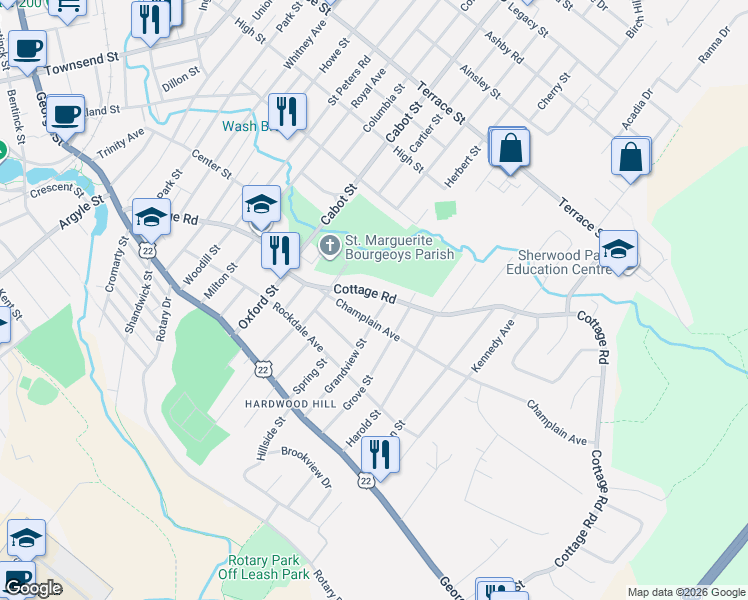 map of restaurants, bars, coffee shops, grocery stores, and more near 61 Champlain Avenue in Sydney