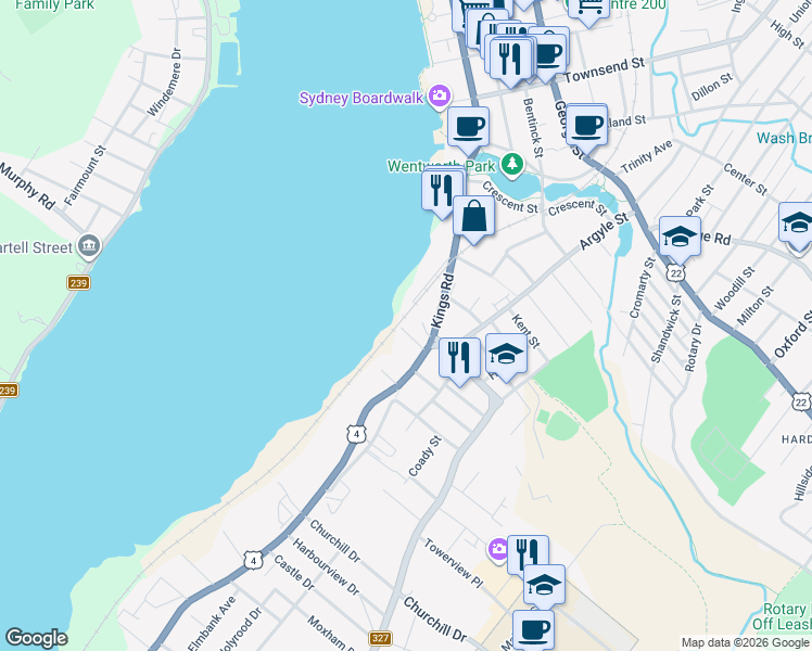 map of restaurants, bars, coffee shops, grocery stores, and more near 28 Bayview Street in Sydney