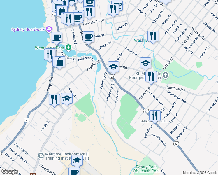 map of restaurants, bars, coffee shops, grocery stores, and more near 40 Tain Street in Sydney