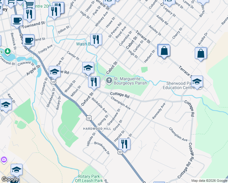 map of restaurants, bars, coffee shops, grocery stores, and more near 261 Cottage Road in Sydney