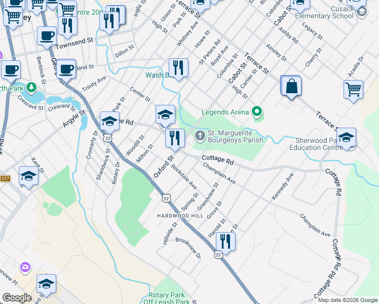 map of restaurants, bars, coffee shops, grocery stores, and more near 215 Cottage Road in Sydney
