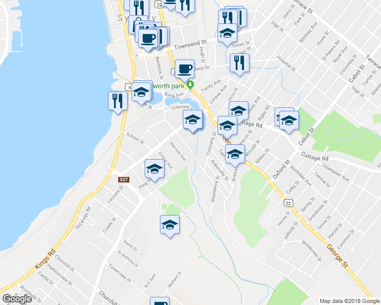map of restaurants, bars, coffee shops, grocery stores, and more near 468 Bentinck Street in Sydney