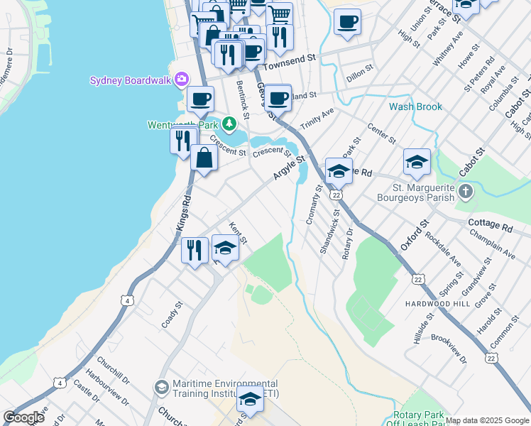 map of restaurants, bars, coffee shops, grocery stores, and more near 30 Harrison Avenue in Sydney