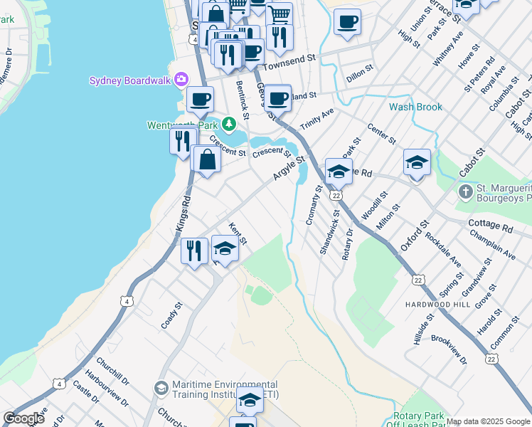 map of restaurants, bars, coffee shops, grocery stores, and more near 30 Harrison Avenue in Sydney