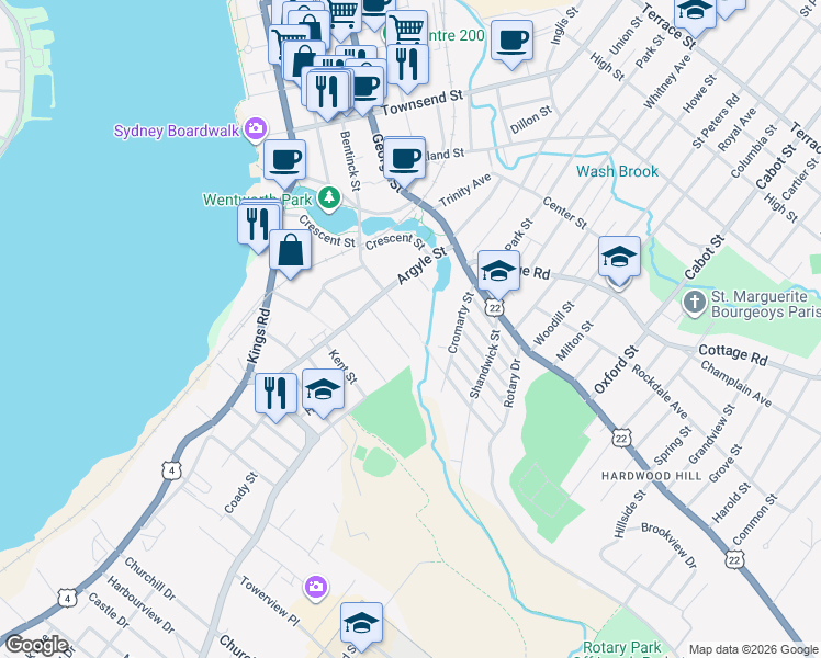 map of restaurants, bars, coffee shops, grocery stores, and more near 462 Bentinck Street in Sydney
