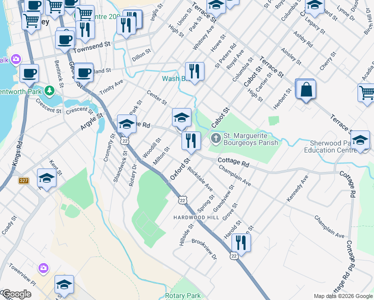 map of restaurants, bars, coffee shops, grocery stores, and more near 170 Cottage Road in Sydney
