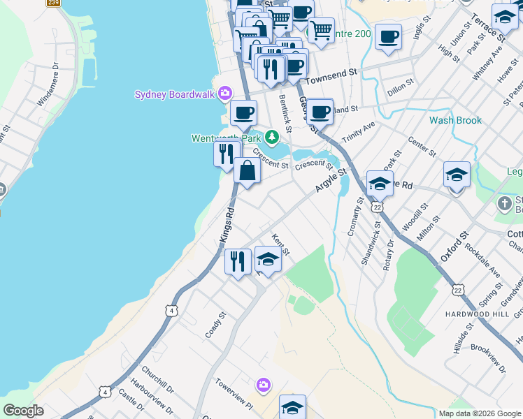 map of restaurants, bars, coffee shops, grocery stores, and more near 71 Richardson Avenue in Sydney