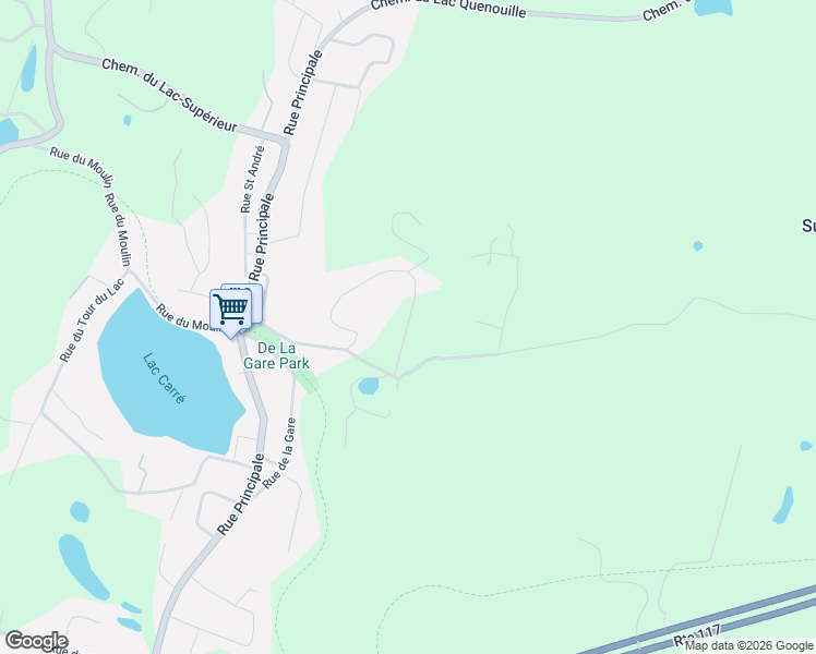 map of restaurants, bars, coffee shops, grocery stores, and more near Rue campeau in Laurentides