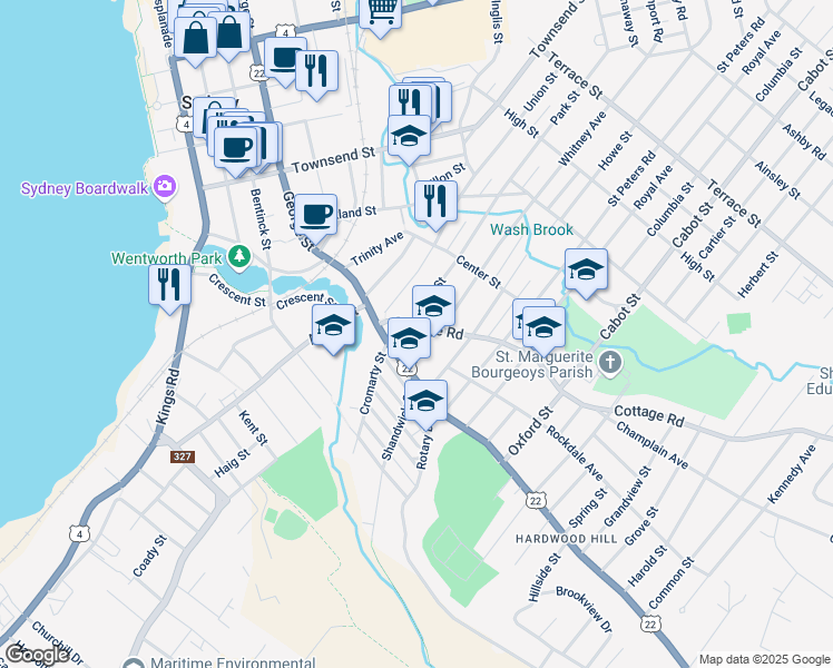 map of restaurants, bars, coffee shops, grocery stores, and more near 10 Park Street in Sydney